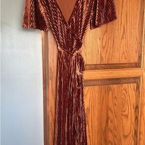 Elegant Brown Velvet Wrap Dress